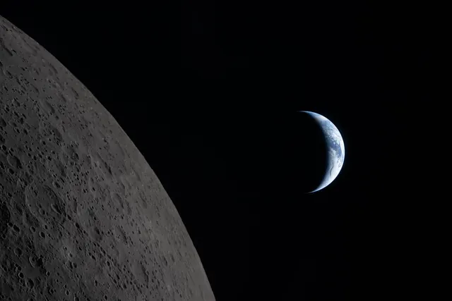 Earth beyond the edge of the Moon. NASA HUNCH is moving on from the ISS to Artemis. Photo: NASA